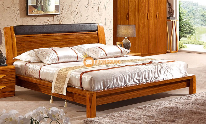 Giường ngủ gỗ xoan đào hiện đại 